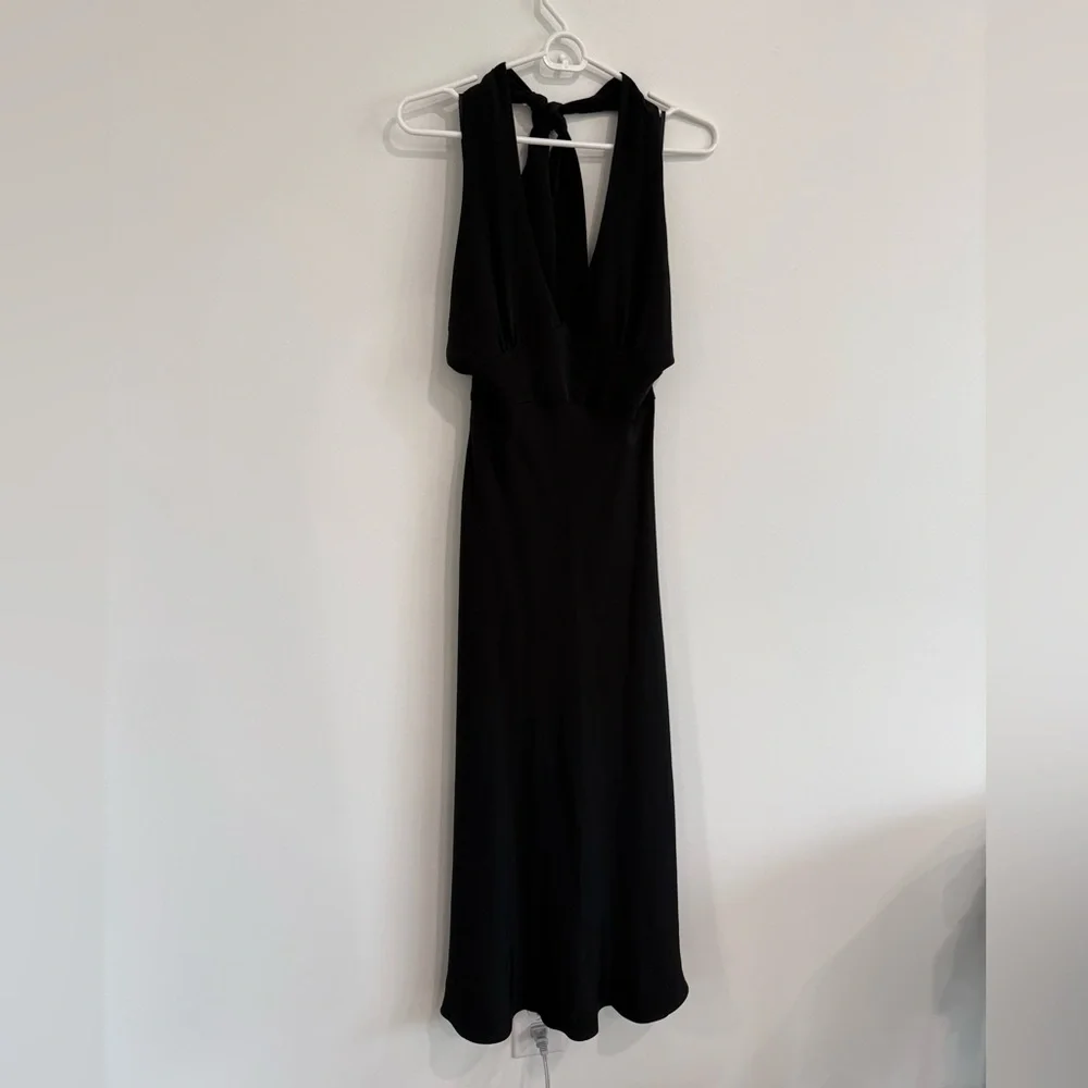 J. Crew Black Halter 100% silk Backless Dress - Picture 2 of 8